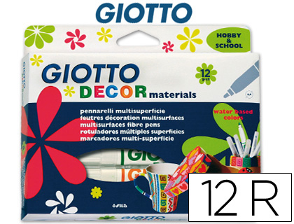 ROTULADOR GIOTTO DECOR MATERIALS CAJA DE 12 UNIDADES COLORES SURTIDOS