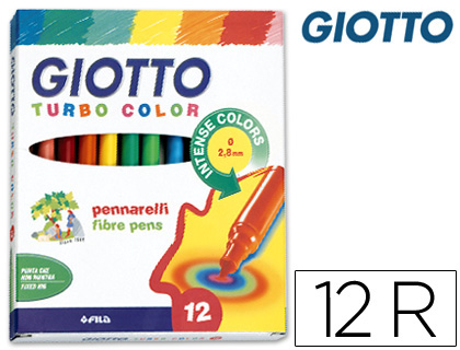 ROTULADOR GIOTTO TURBO COLOR CAJA DE 12 COLORES LAVABLES CON PUNTA BLOQUEADA