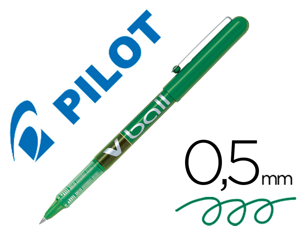 ROTULADOR PILOT ROLLER V-BALL VERDE 0.5 MM