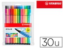 [6830-1] ROTULADOR STABILO ACUARELABLE PEN 68 ESTUCHE DE 24 COLORES ESTANDAR + 6 COLORES NEON