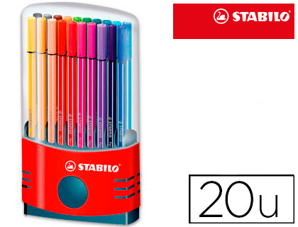 ROTULADOR STABILO PUNTA DE FIBRA PEN 68 COLOR PARADE ESTUCHE DE 20 UNIDADES COLORES SURTIDOS