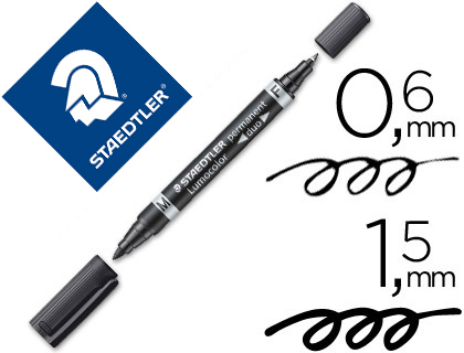 ROTULADOR STAEDTLER LUMOCOLOR PERMANENTE DUO 348 NEGRO PUNTA F 0,6 MM PUNTA M 1,5 MM