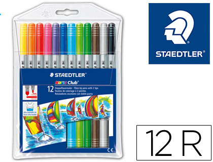 ROTULADOR STAEDTLER NORIS CLUB DOBLE PUNTA CAJA DE 12 UNIDADES COLORES SURTIDOS