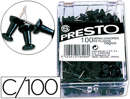 SEÑALIZADOR DE PLANOS Q-CONNECT NEGRO CAJA DE 100 UNIDADES