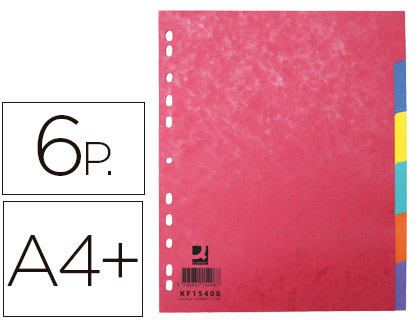 SEPARADOR Q-CONNECT CARTULINA BRILLO JUEGO DE 6 SEPARADORES DIN A4+ MULTITALADRO