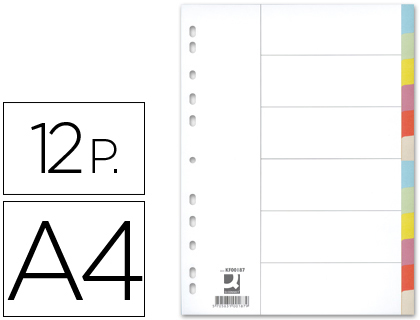 SEPARADOR Q-CONNECT CARTULINA JUEGO DE 12 SEPARADORES DIN A4 MULTITALADRO