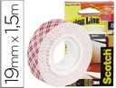 [70006902749 (341915-B12)] SOPORTE ADHESIVO CINTA SCOTCH DOBLE CARA ULTRA RESISTENTE 1,5 MT X 19 MM