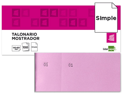 TALONARIO LIDERPAPEL MOSTRADOR 60X145 MM TL05 ROSA CON MATRIZ