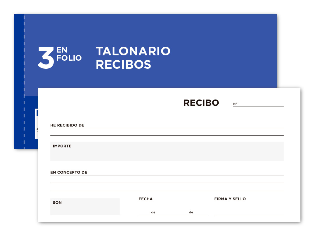 TALONARIO LIDERPAPEL RECIBOS 3/Fº APAISADO ORIGINAL Y 2 COPIAS SIN MATRIZ