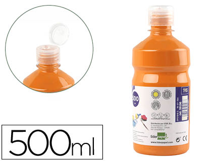 TEMPERA LIQUIDA LIDERPAPEL ESCOLAR 500 ML NARANJA