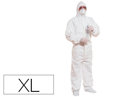 TRAJE DE SEGURIDAD DELTAPLUS POLIPROPILENO CON CAPUCHA DE UN SOLO USO COLOR BLANCO TALLA XL