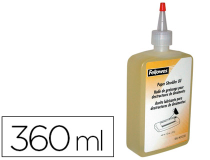 ACEITE LUBRICANTE FELLOWES PARA DESTRUCTORA DE DOCUMENTOS BOTE DE 355 ML