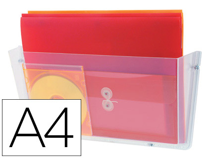 EXPOSITOR MURAL ARCHIVO 2000 DE PARED POLIESTIRENO CON 1 COMPARTIMENTO TRANSPARENTE PARA DIN A4 HORIZONTAL