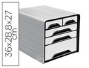 [1072130121] FICHERO CAJONES DE SOBREMESA CEP 5 CAJONES MIXTOS BLANCO/NEGRO 360X288X270 MM