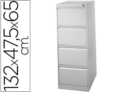 FICHERO CAJONES DE SUELO METAL 4 CAJONES 132 CM ALTO 65 CM PROF 47,5 ANCHO GRIS 75 GUIAS TELESCOPICAS ANTIVUELCO