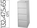 [F-1304A-GR75] FICHERO CAJONES DE SUELO METAL 4 CAJONES 132 CM ALTO 65 CM PROF 47,5 ANCHO GRIS 75 GUIAS TELESCOPICAS ANTIVUELCO