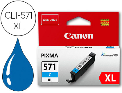 INK-JET CANON CLI-571XL PIXMA MG6852 / TS6050 / TS8050 CIAN 500 PAG