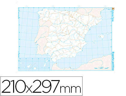 MAPA MUDO B/N DIN A4 ESPAÑA POLITICO