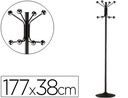 [606-P-NEGRO] PERCHERO METALICO PIE 8 COLGADORES COLOR NEGRO 177X38 CM