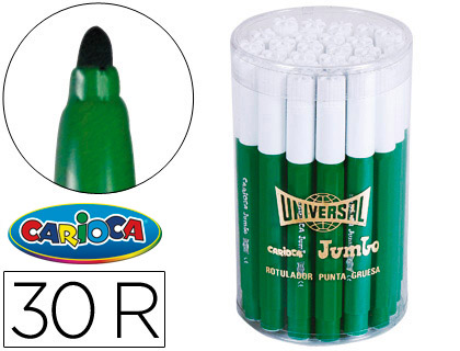ROTULADOR CARIOCA JUMBO VERDE PUNTA GRUESA BOTE DE 30 UNIDADES
