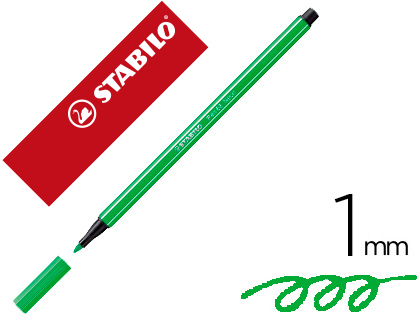 ROTULADOR STABILO ACUARELABLE PEN 68 VERDE NEON PUNTA GRUESA 1MM