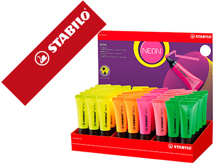 ROTULADOR STABILO FLUORESCENTE 72 NEON EXPOSITOR DE 45 UNIDADES COLORES SURTIDOS