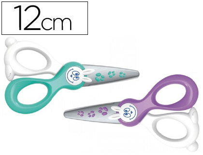 TIJERA ESCOLAR MAPED KIDI-CUT 12 CM ESPECIAL PARA INFANTIL CORTA PAPEL PLASTILINA GOMA EVA