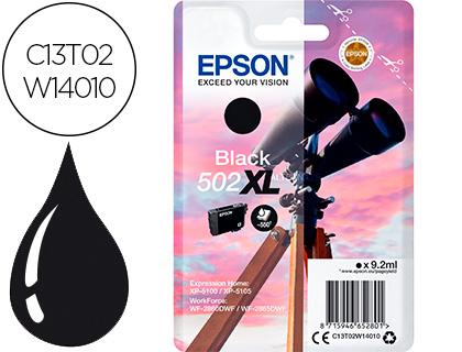 INK-JET EPSON 502 XL EXPRESSION HOME XP 5100 / 5105 WORKFORCE WF 2860 / 2860DWF NEGRO 550 PAGINAS