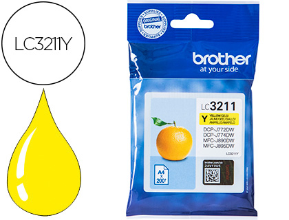 INK-JET BROTHER LC3211Y DCP-J572 / DCP-J772 / DCP-J774 / MFC-J890 / MFC-J895 AMARILLO 200 PAG
