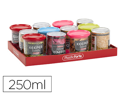 BOTE MULTIUSOS PLASTICO 250 ML CON TAPA DE COLOR 80X80X90 MM