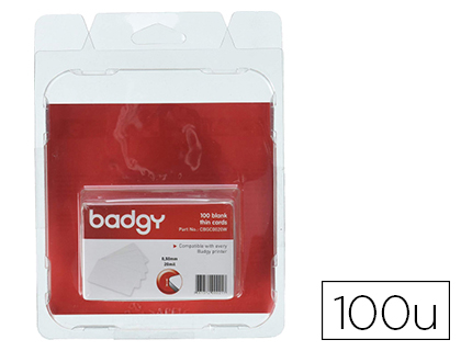 TARJETA PVC PARA IMPRESORA BADGY GROSOR 0,50 MM PACK DE 100 UNIDADES