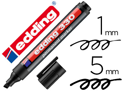 ROTULADOR EDDING MARCADOR PERMANENTE 330 NEGRO PUNTA BISELADA 1-5 MM RECARGABLE
