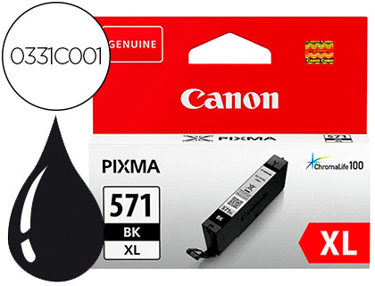 INK-JET CANON CLI-571BK XL PIXMA TS5051 / 5053 / 5055 / 6050 / 6051 / 6052 / 8051 / 8052 / 9050 / 9055 NEGRO 4425