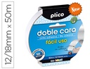 [13309] CINTA ADHESIVA PLICO DOBLE CARA FACIL USO 50 MT X 12/18 MM