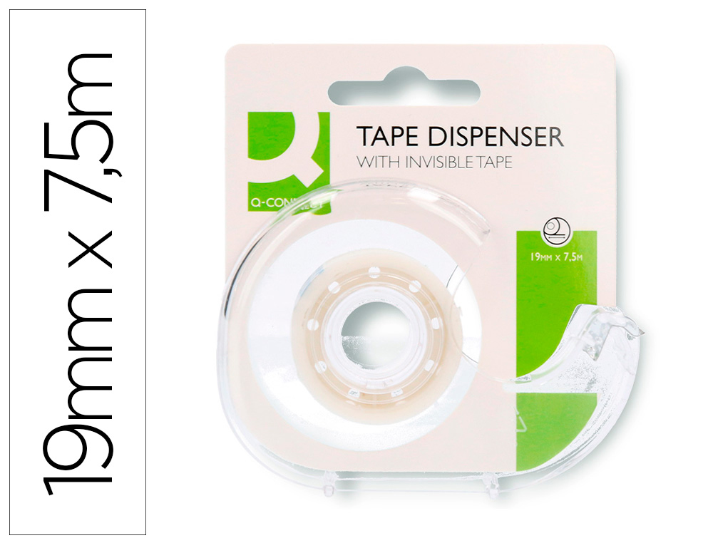 CINTA ADHESIVA Q-CONNECT INVISIBLE 7,5 MT X 19 MM CON PORTARROLLO EN BLISTER