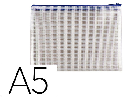 BOLSA MULTIUSOS Q-CONNECT MALLA DIN A5 APERTURA SUPERIOR CON CREMALLERA AZUL