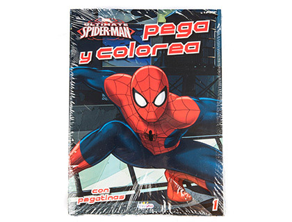 CUADERNO DE COLOREAR SPIDERMAN PEGACOLOR CON PEGATINAS 12 PAGINAS 210X280 MM