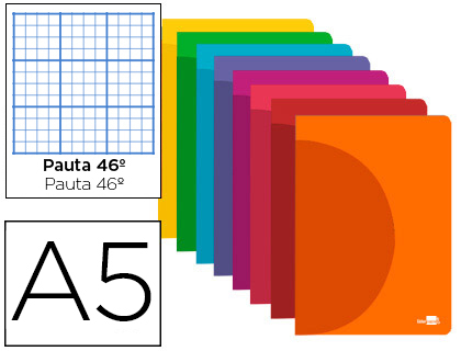 LIBRETA LIDERPAPEL 360 TAPA DE PLASTICO A5 48 HOJAS 90G/M2 RAYADO Nº46 COLORES SURTIDOS