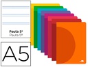 [LF17] LIBRETA LIDERPAPEL 360 TAPA DE PLASTICO A5 48 HOJAS 90G/M2 PAUTA 5 2,5MM CON MARGEN COLORES SURTIDOS