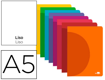 LIBRETA LIDERPAPEL 360 TAPA DE PLASTICO A5 48 HOJAS 90G/M2 LISA SIN MARGEN COLORES SURTIDOS