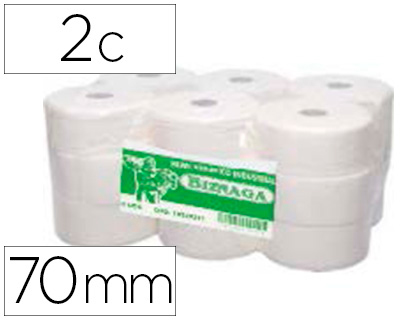 PAPEL HIGIENICO BIZNAGA JUMBO 2 CAPAS CELULOSA BLANCA MANDRIL 76 MM PARA DISPENSADOR KF16756