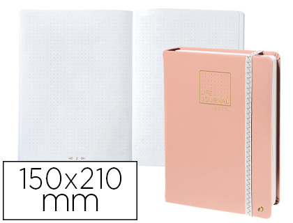 LIBRETA QUO VADIS LIFE JOURNAL INFINITE DOTS PUNTOS 15X21 CM 224 HOJAS TAPA SIMILPIEL ROSA