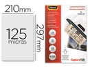 [5396301] BOLSA DE PLASTIFICAR FELLOWES BRILLO DIN A4 125 MC PACK DE 25 UNIDADES