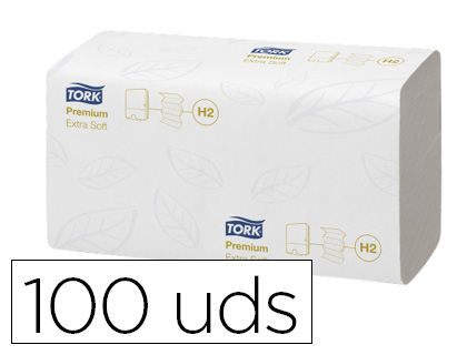 TOALLA SECAMANOS TORK XPRESS EXTRASUAVE ENGARZADA 2 CAPAS 34X21,2 CM PAQUETE DE 100 UNIDADES