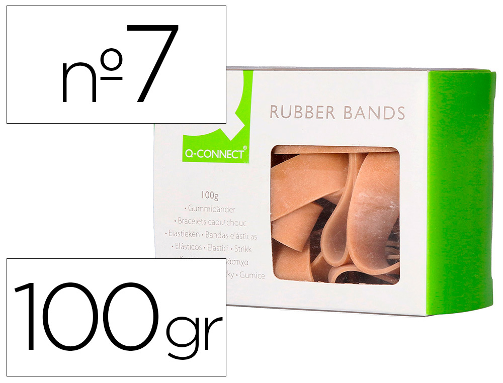 BANDAS ELASTICAS Q-CONNECT 100 GR 70X5 MM NUMERO 7
