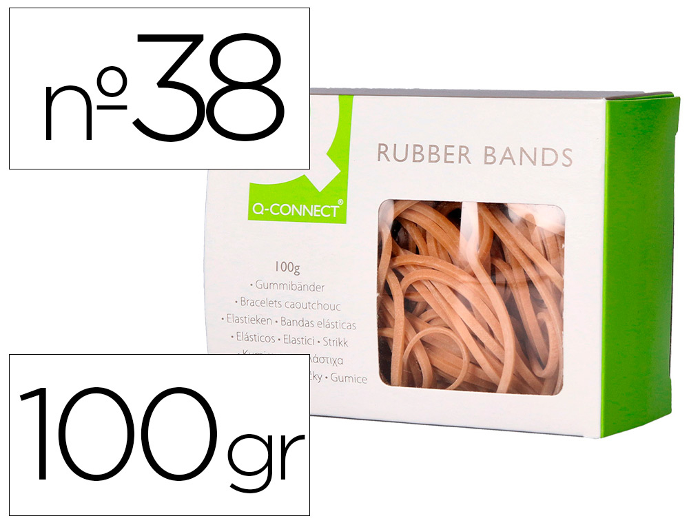 GOMILLAS ELASTICAS Q-CONNECT 100 GR 150X3 MM NUMERO 38