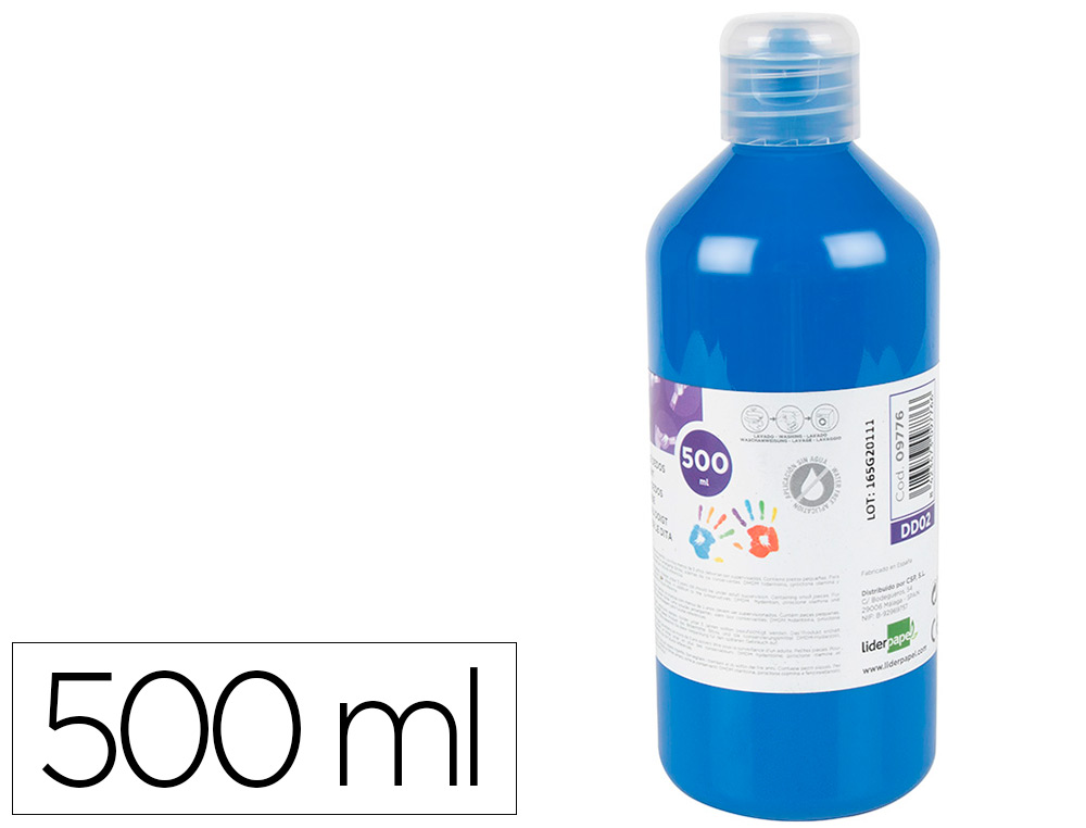 PINTURA DEDOS LIDERPAPEL BOTELLA DE 500 ML AZUL