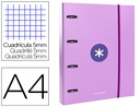 [AW58] CARPETA CON RECAMBIO ANTARTIK A4 CUADRO 5MM FORRADA 4 ANILLAS 40MM REDONDAS CON SOLAPA COLOR LAVANDA