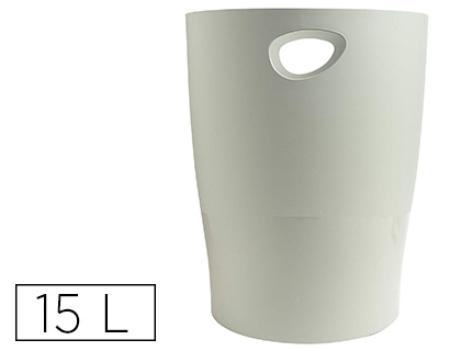 PAPELERA PLASTICO EXACOMPTA ECOBLACK GRIS 15 LITROS