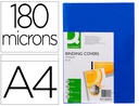 [KF18097] TAPA DE ENCUADERNACION Q-CONNECT PVC DIN A4 OPACA AZUL 180 MICRAS CAJA DE 100 UNIDADES